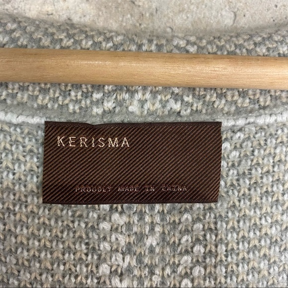 Kerisma gray cream ivory tribal design open front draped cardigan one size - Picture 5 of 7